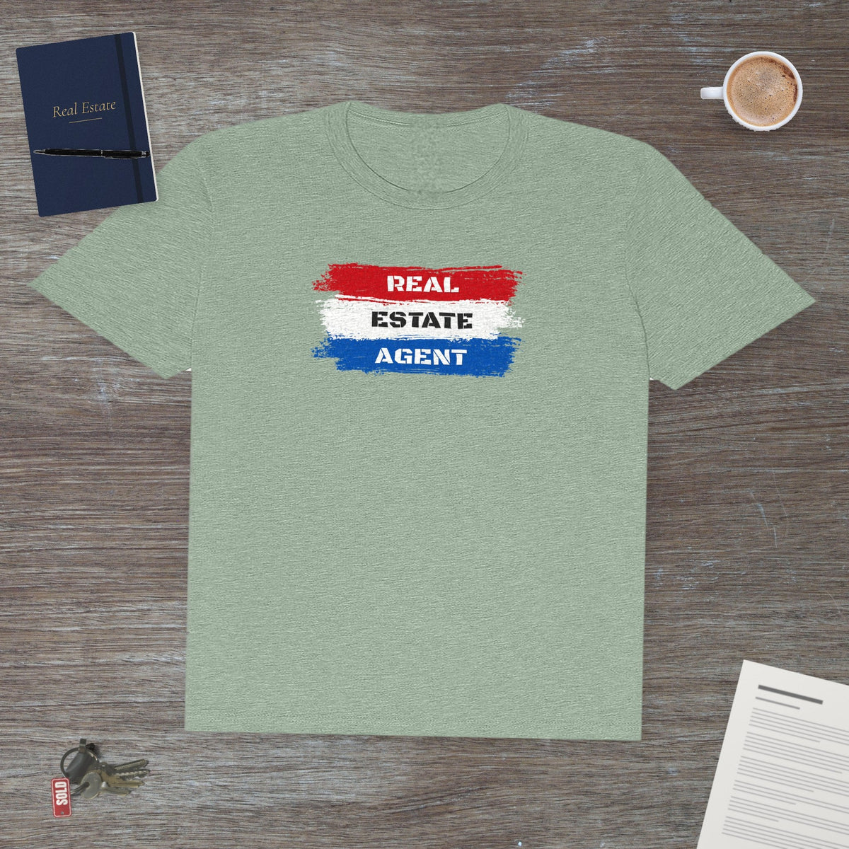 Red White Blue Stripes Real Estate Agent | Soft Premium Tee - T-Shirt | ShirtyAgents
