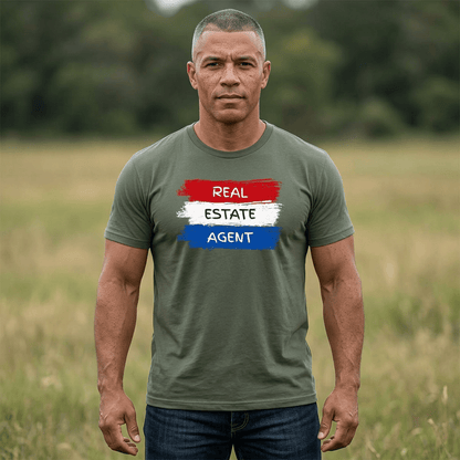 Red White Blue Stripes Real Estate Agent | Soft Premium Tee - T-Shirt | ShirtyAgents