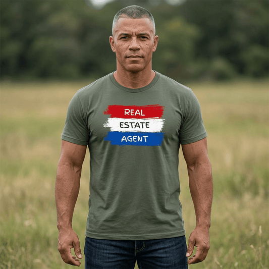 Red White Blue Stripes Real Estate Agent | Soft Premium Tee - T-Shirt | ShirtyAgents