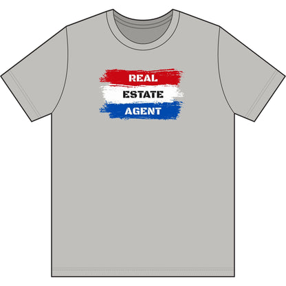 Red White Blue Stripes Real Estate Agent | Soft Premium Tee - T-Shirt | ShirtyAgents