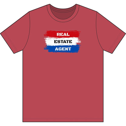 Red White Blue Stripes Real Estate Agent | Soft Premium Tee - T-Shirt | ShirtyAgents