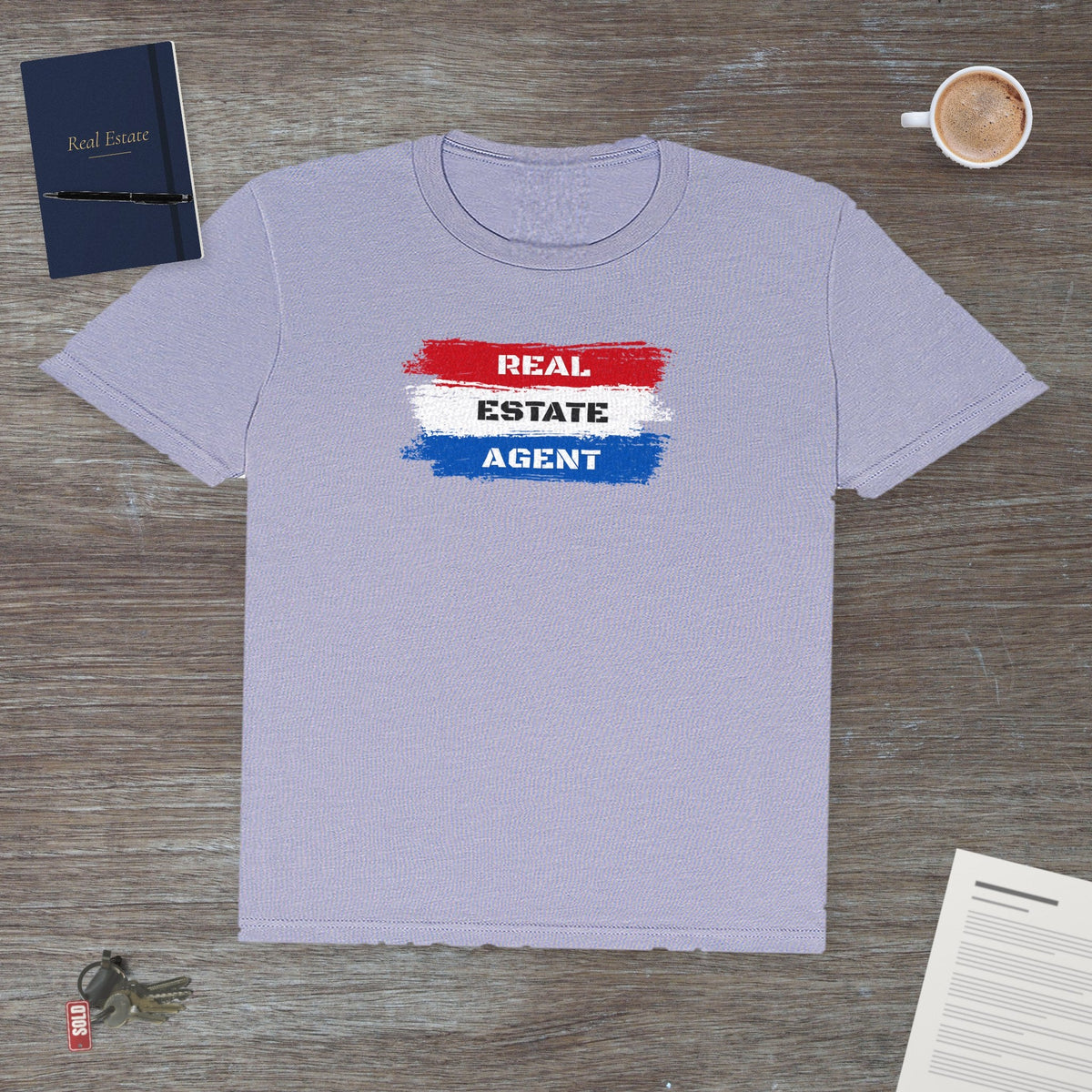 Red White Blue Stripes Real Estate Agent | Soft Premium Tee - T-Shirt | ShirtyAgents