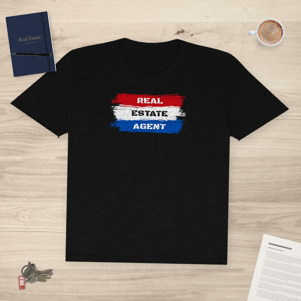 Red White Blue Stripes Real Estate Agent | Soft Premium Tee - T-Shirt | ShirtyAgents