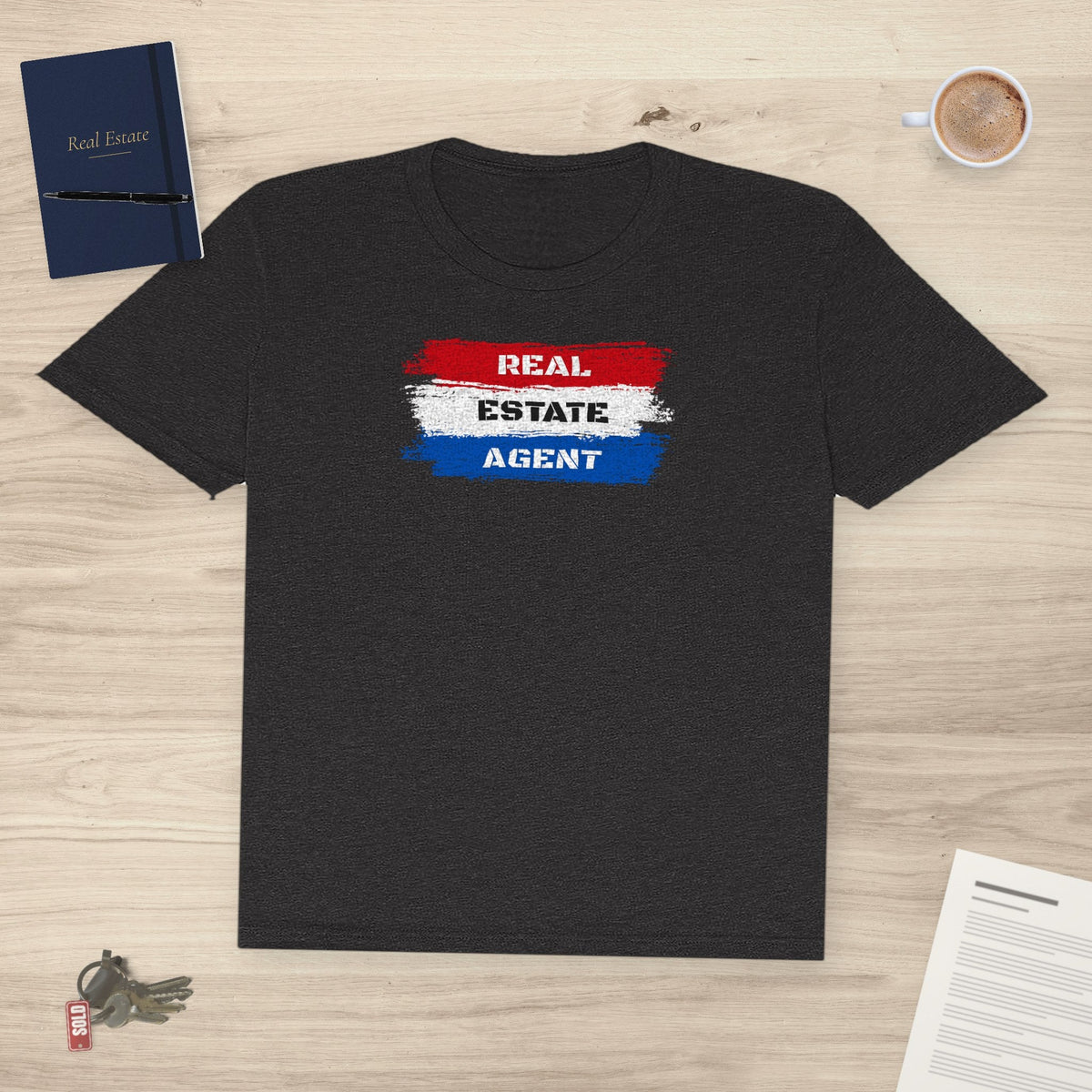 Red White Blue Stripes Real Estate Agent | Soft Premium Tee - T-Shirt | ShirtyAgents