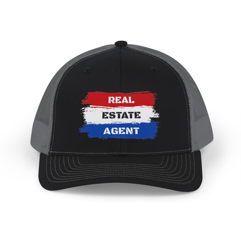 Red White Blue Stripes Real Estate Agent | White Trucker Cap - Hats | ShirtyAgents