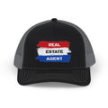 Red White Blue Stripes Real Estate Agent | White Trucker Cap - Hats | ShirtyAgents