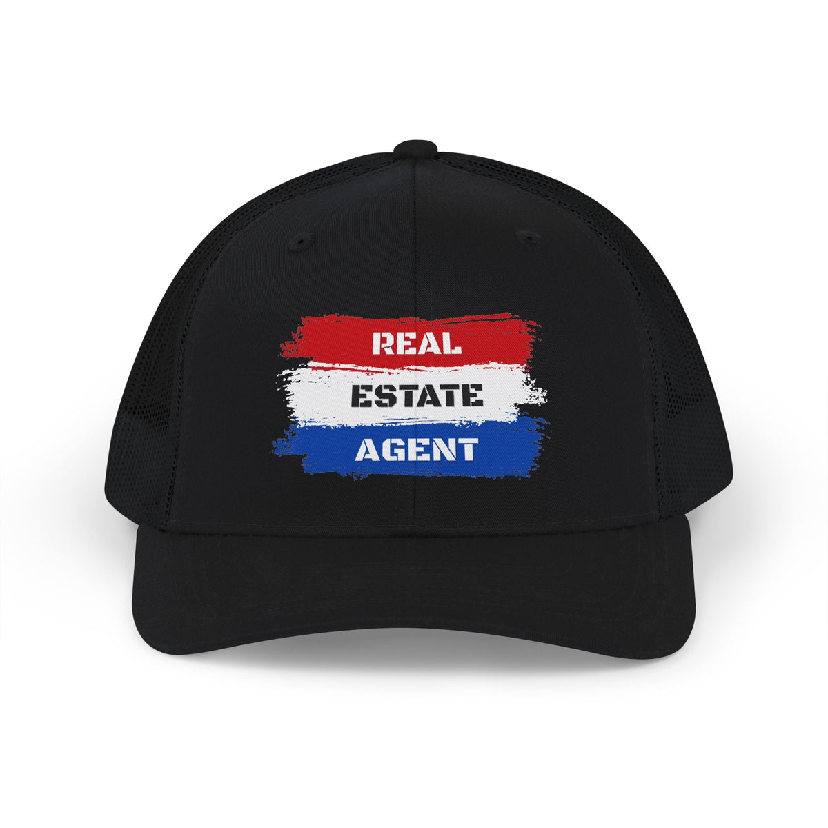 Red White Blue Stripes Real Estate Agent | White Trucker Cap - Hats | ShirtyAgents