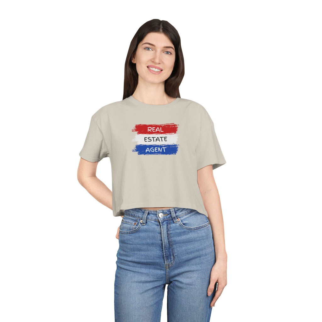 Red White Blue Stripes Real Estate Agent | Women's Crop Tee - T-Shirt | ShirtyAgents