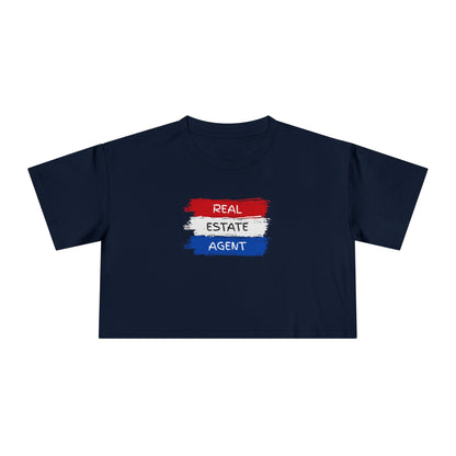 Red White Blue Stripes Real Estate Agent | Women's Crop Tee - T-Shirt | ShirtyAgents