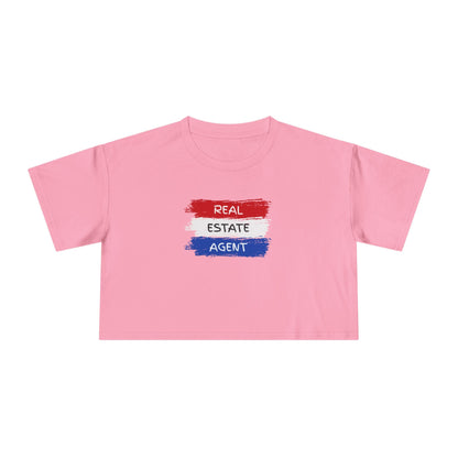 Red White Blue Stripes Real Estate Agent | Women's Crop Tee - T-Shirt | ShirtyAgents