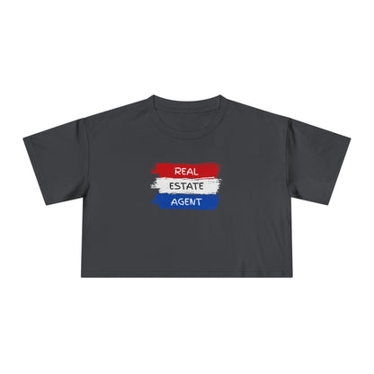Red White Blue Stripes Real Estate Agent | Women's Crop Tee - T-Shirt | ShirtyAgents