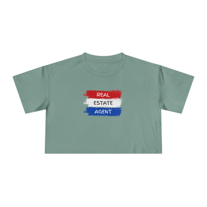 Red White Blue Stripes Real Estate Agent | Women's Crop Tee - T-Shirt | ShirtyAgents