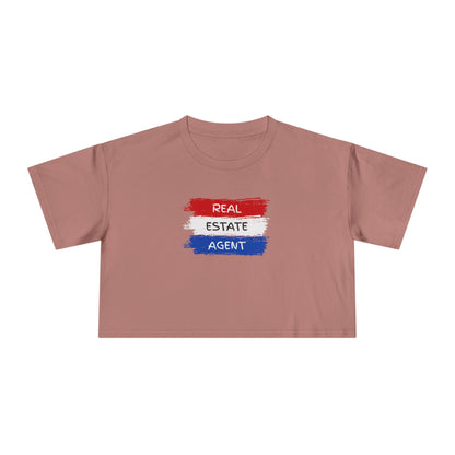 Red White Blue Stripes Real Estate Agent | Women's Crop Tee - T-Shirt | ShirtyAgents