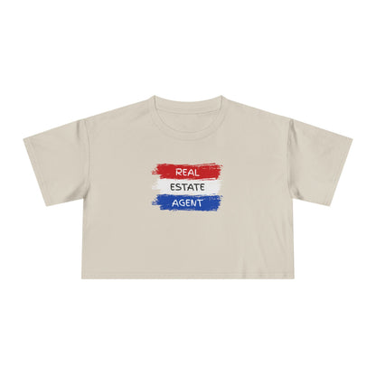 Red White Blue Stripes Real Estate Agent | Women's Crop Tee - T-Shirt | ShirtyAgents