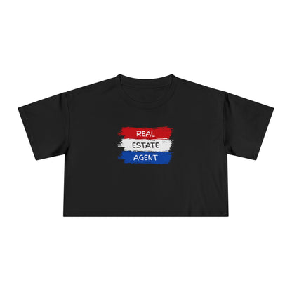 Red White Blue Stripes Real Estate Agent | Women's Crop Tee - T-Shirt | ShirtyAgents