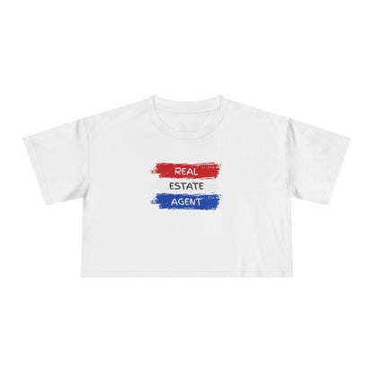 Red White Blue Stripes Real Estate Agent | Women's Crop Tee - T-Shirt | ShirtyAgents