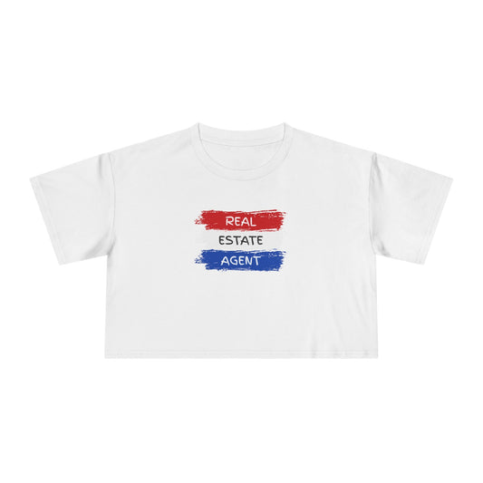 Red White Blue Stripes Real Estate Agent | Women's Crop Tee - T-Shirt | ShirtyAgents