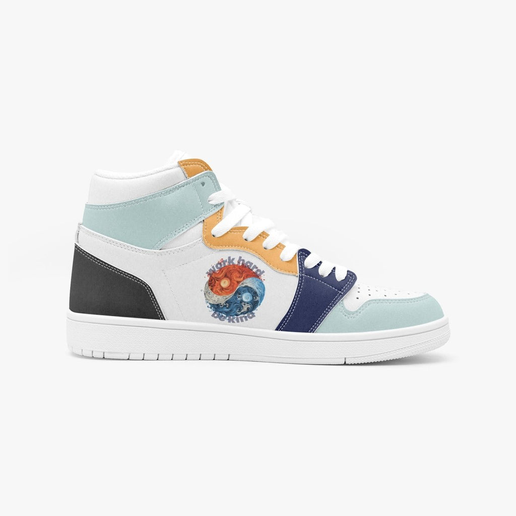 🏡 Step Up Your Game with "Work Hard, Be Kind" High Top Sneakers! 👟✨ - Sneakers | ShirtyAgents