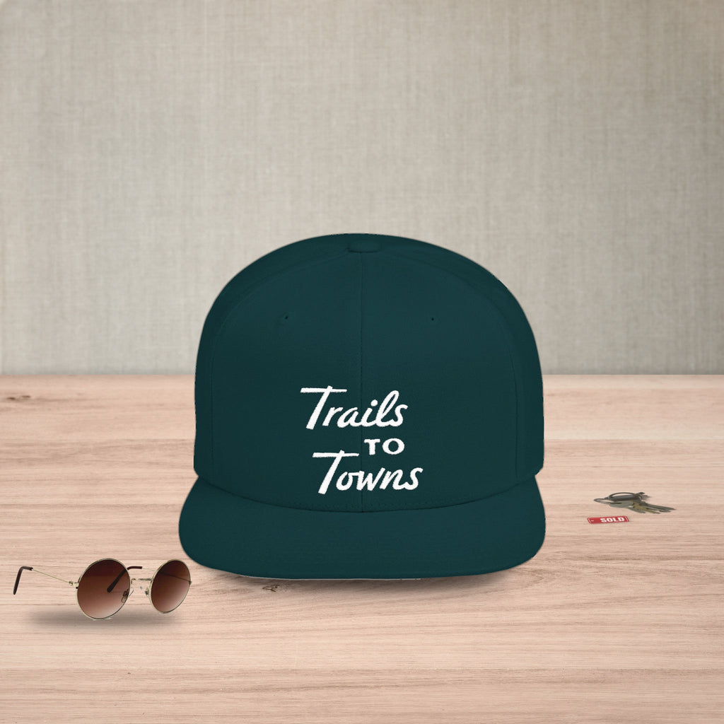 Trails to Towns by Greg Goad | Embroidered Flat Bill Snapback - Hats | ShirtyAgents