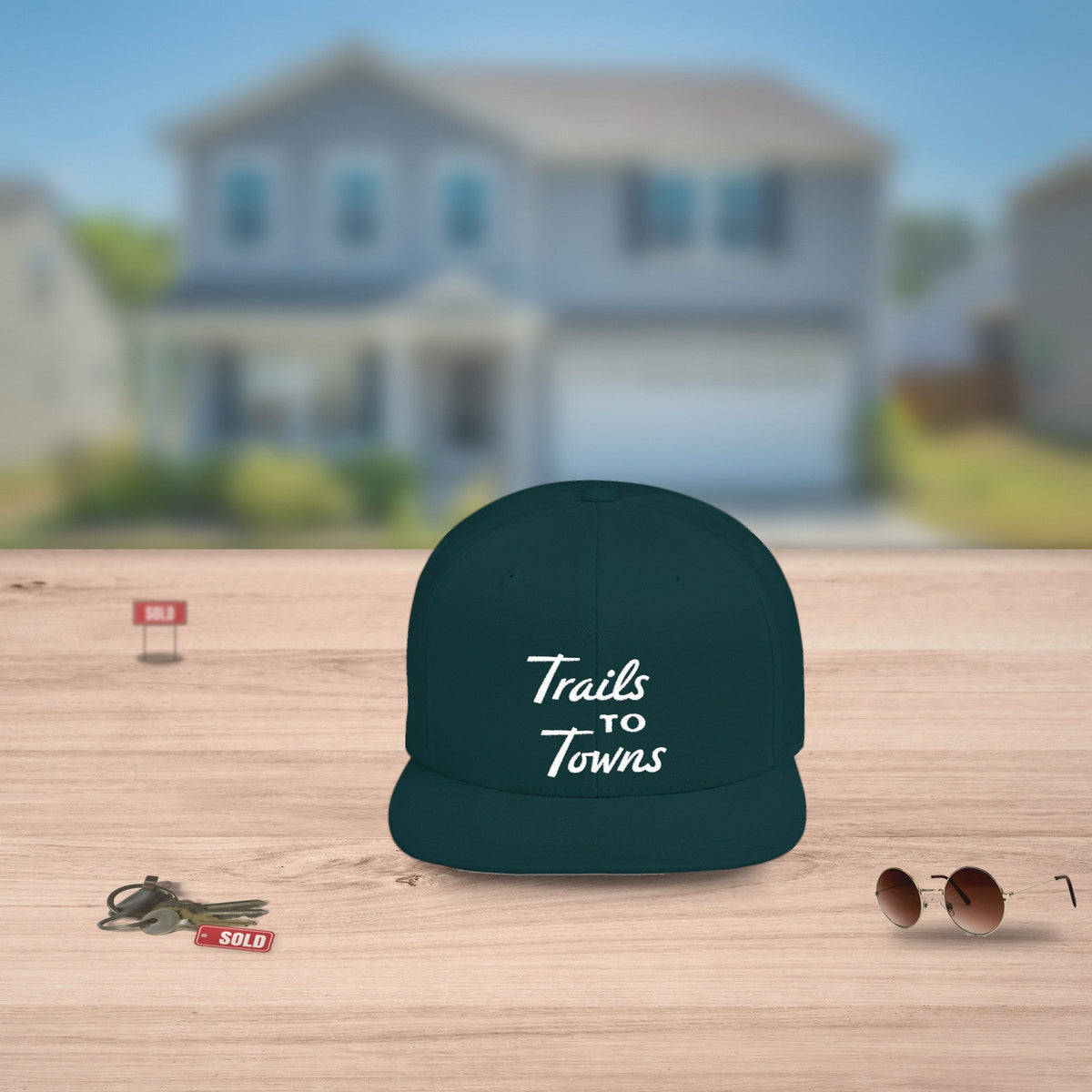 Trails to Towns by Greg Goad | Embroidered Flat Bill Snapback - Hats | ShirtyAgents
