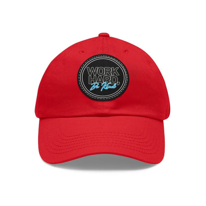 Work Hard Be Kind Black Circle Hat with Leather Patch - Hats | ShirtyAgents
