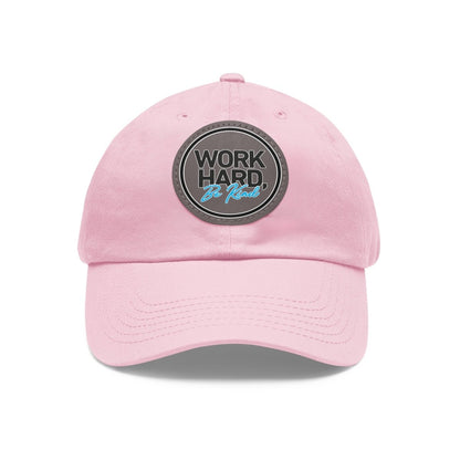 Work Hard Be Kind Black Circle Hat with Leather Patch - Hats | ShirtyAgents