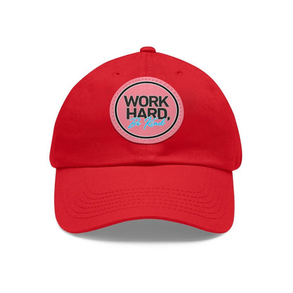 Work Hard Be Kind Black Circle Hat with Leather Patch - Hats | ShirtyAgents