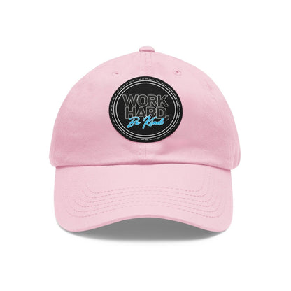 Work Hard Be Kind Black Circle Hat with Leather Patch - Hats | ShirtyAgents