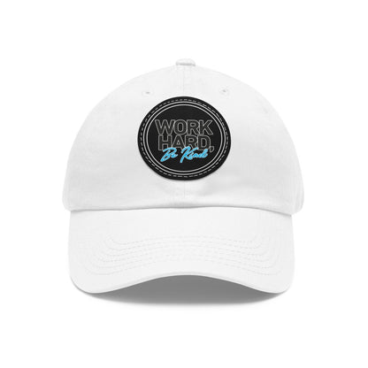 Work Hard Be Kind Black Circle Hat with Leather Patch - Hats | ShirtyAgents