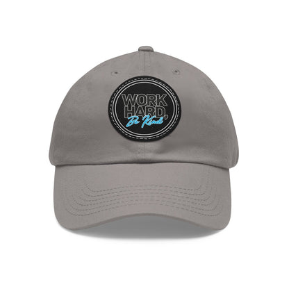 Work Hard Be Kind Black Circle Hat with Leather Patch - Hats | ShirtyAgents