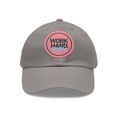 Work Hard Be Kind Black Circle Hat with Leather Patch - Hats | ShirtyAgents