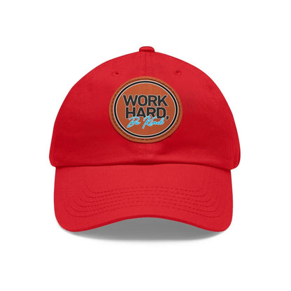 Work Hard Be Kind Black Circle Hat with Leather Patch - Hats | ShirtyAgents
