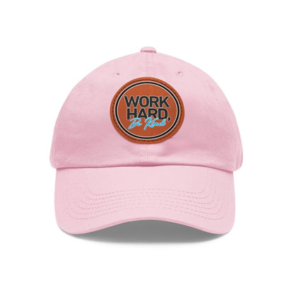 Work Hard Be Kind Black Circle Hat with Leather Patch - Hats | ShirtyAgents