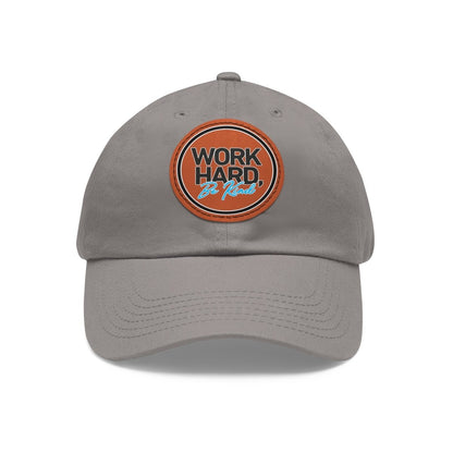 Work Hard Be Kind Black Circle Hat with Leather Patch - Hats | ShirtyAgents