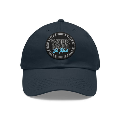 Work Hard Be Kind Black Circle Hat with Leather Patch - Hats | ShirtyAgents