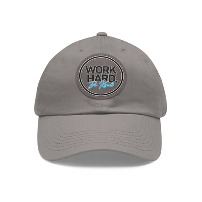 Work Hard Be Kind Black Circle Hat with Leather Patch - Hats | ShirtyAgents