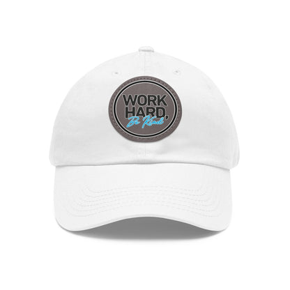 Work Hard Be Kind Black Circle Hat with Leather Patch - Hats | ShirtyAgents