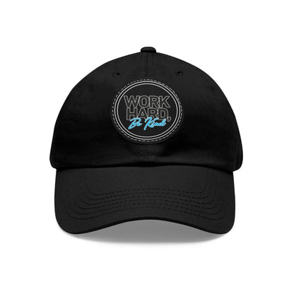 Work Hard Be Kind Black Circle Hat with Leather Patch - Hats | ShirtyAgents