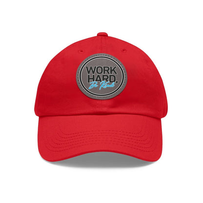 Work Hard Be Kind Black Circle Hat with Leather Patch - Hats | ShirtyAgents