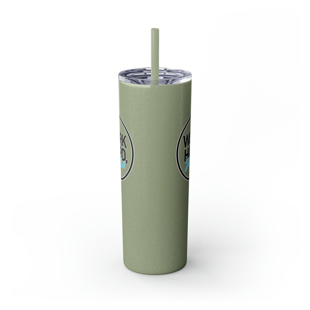 Work Hard Be Kind Black Circle Skinny Tumbler with Straw - Mug | ShirtyAgents