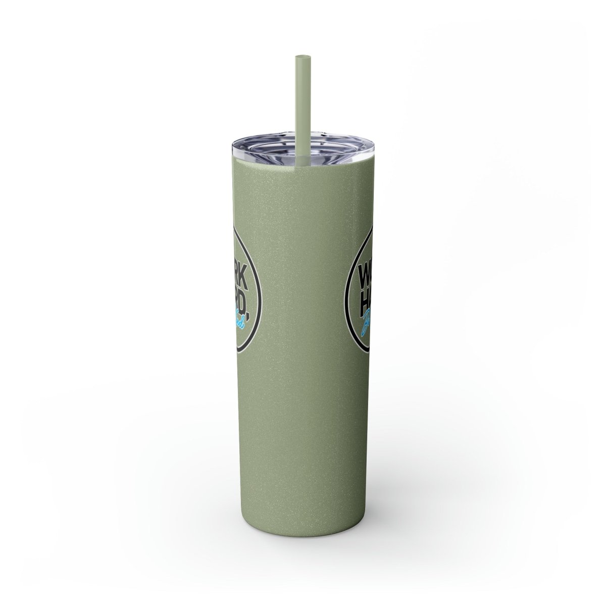 Work Hard Be Kind Black Circle Skinny Tumbler with Straw - Mug | ShirtyAgents
