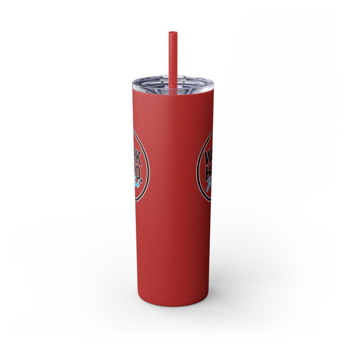Work Hard Be Kind Black Circle Skinny Tumbler with Straw - Mug | ShirtyAgents