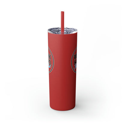 Work Hard Be Kind Black Circle Skinny Tumbler with Straw - Mug | ShirtyAgents