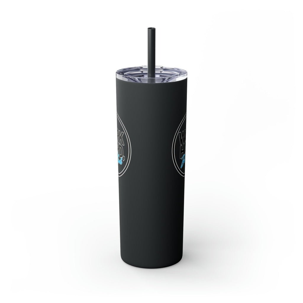 Work Hard Be Kind Black Circle Skinny Tumbler with Straw - Mug | ShirtyAgents