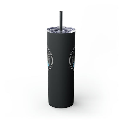 Work Hard Be Kind Black Circle Skinny Tumbler with Straw - Mug | ShirtyAgents