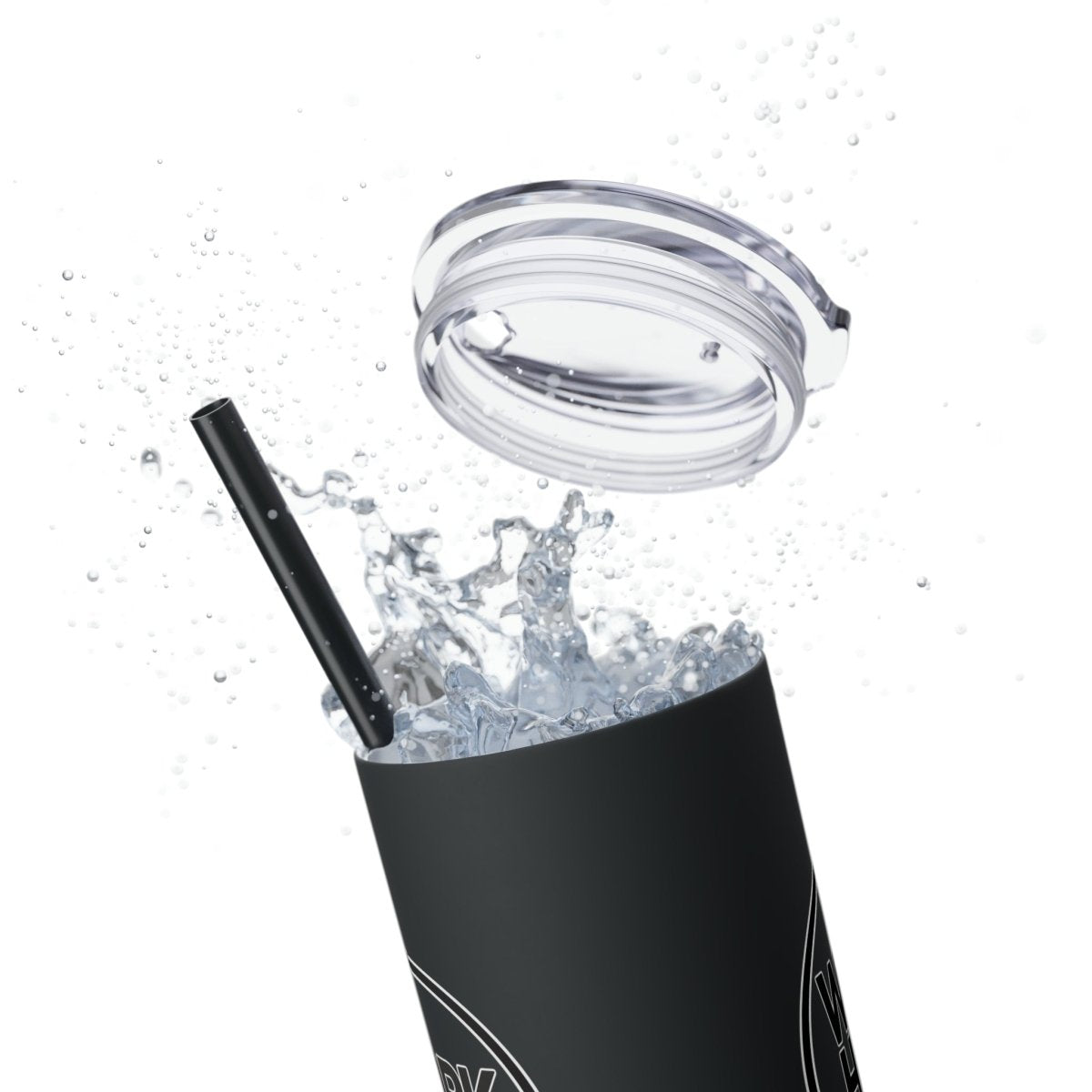 Work Hard Be Kind Black Circle Skinny Tumbler with Straw - Mug | ShirtyAgents