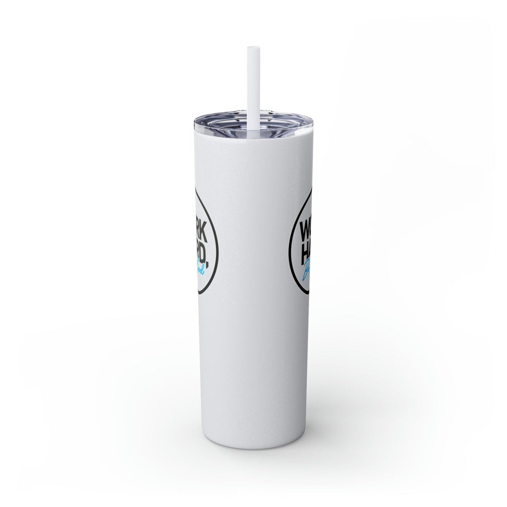 Work Hard Be Kind Black Circle Skinny Tumbler with Straw - Mug | ShirtyAgents
