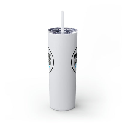Work Hard Be Kind Black Circle Skinny Tumbler with Straw - Mug | ShirtyAgents