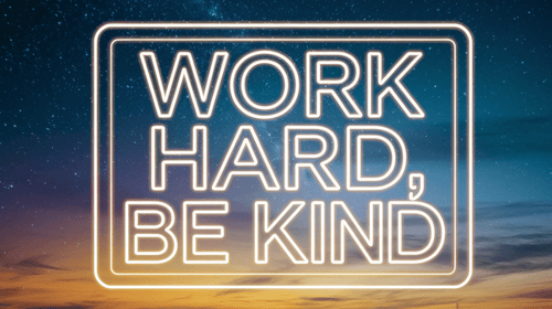 "Work Hard, Be Kind" Neon Glow Motivational Wallpaper for Laptop, iPad, MacBook, or PC - | ShirtyAgents