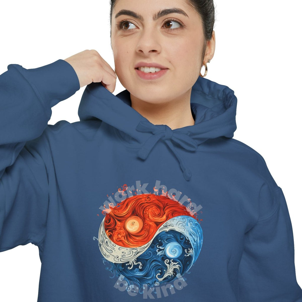 Yin and Yang Work Hard, Be Kind Hoodie - Hoodie | ShirtyAgents
